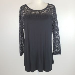 Papermoon Stitch Fix Womens Lace Yoke Top Black